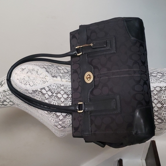 COACH 11063 Hampton Signature Black Canvas Carryall Tote - Picture 2 of 16